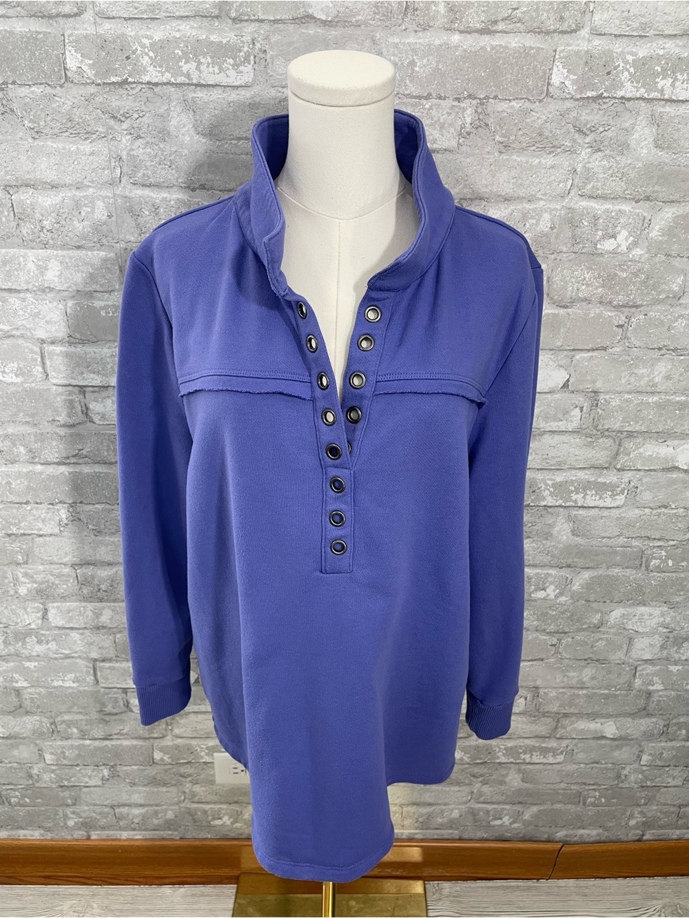 Soft Surroundings Periwinkle Eyelet Popover Pullover